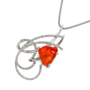 Opal 5.26 Diamond 0.48ct Necklace 14K WG White Gold